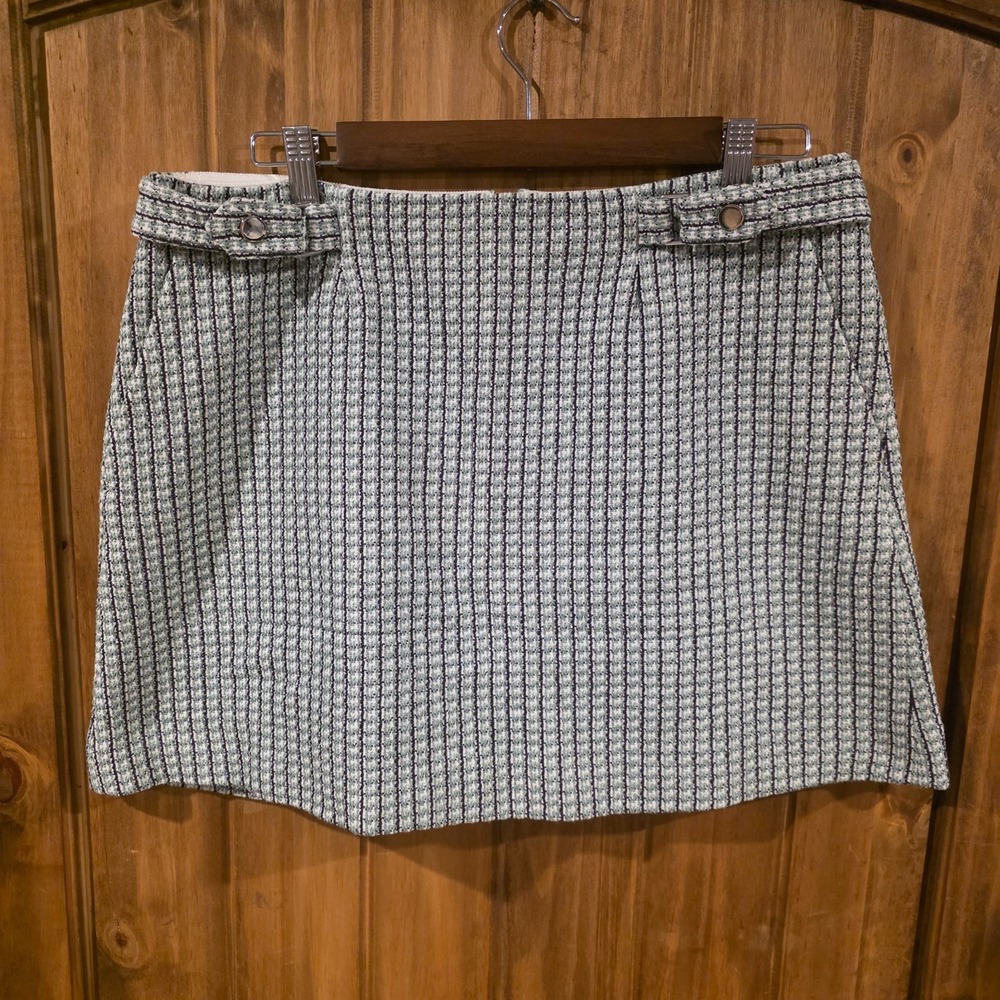 Club Monaco Mini Skirt Womens 10 Gray Plaid Multi Tweed Classic‎ Short Length